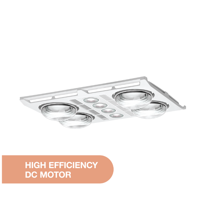 Profile Plus DC 4 3-in-1 Bathroom Heater with 4 Heat Lamps, Exhaust Fan and GU10 LED Light