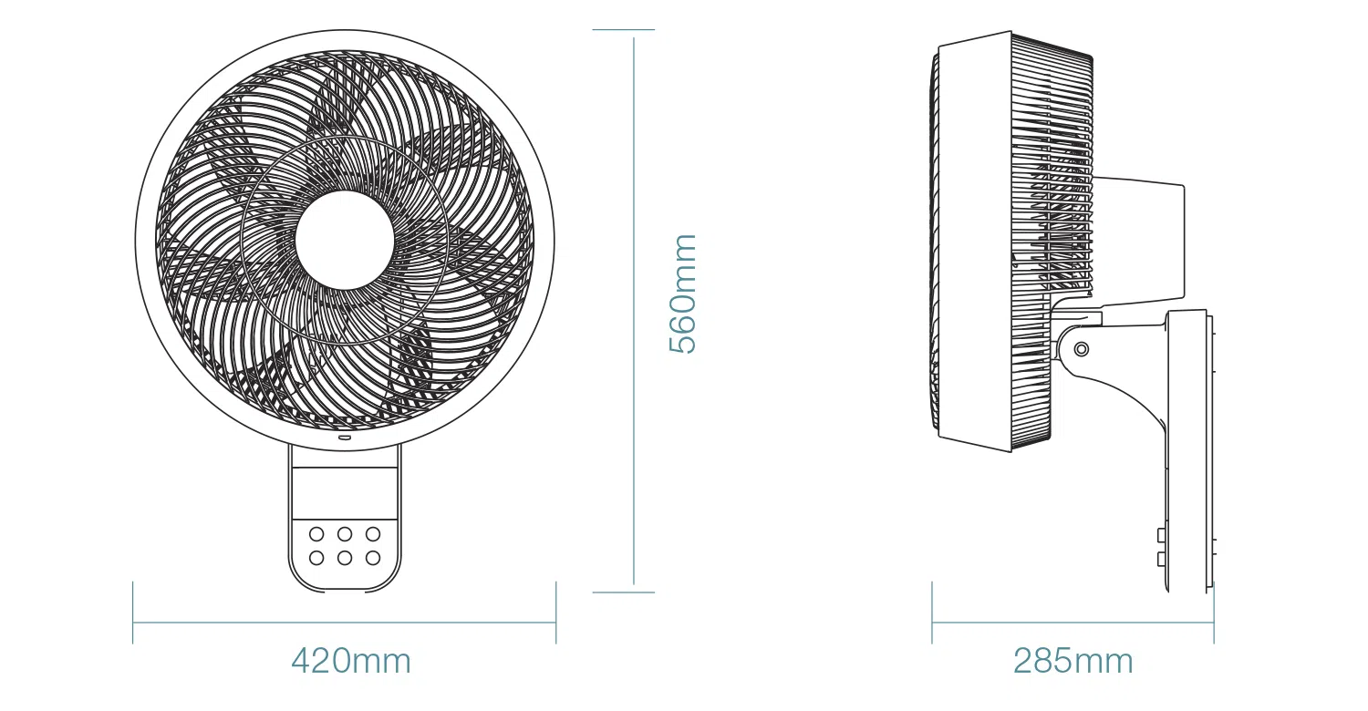 Avalon DC 14″ Smart Wall Fan With Remote Control